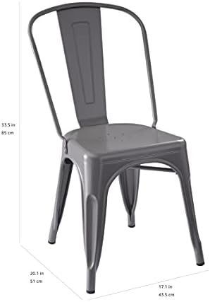 Basics Метални Трапезни столове - Комплект от 4-те, Тъмно сив
