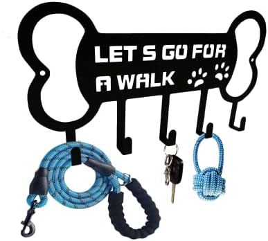 Титуляр на каишка куче за Стена, Органайзер за съхранение на Неща Кучета, Имейл, Органайзер и Притежателя на ключ за Монтиране на стена с надпис Lets Go for A Walk - Каишка н?