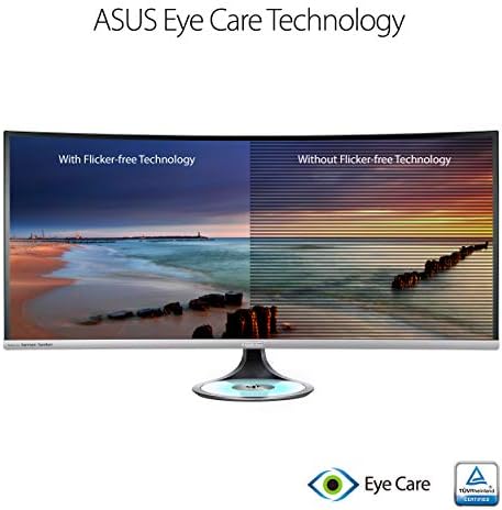 ASUS Designo Curve MX38VC 37.5 Монитор Uwqhd IPS Eye Care с Qi Зареждане, DP, HDMI, Адаптивни Синхронизация, Космически