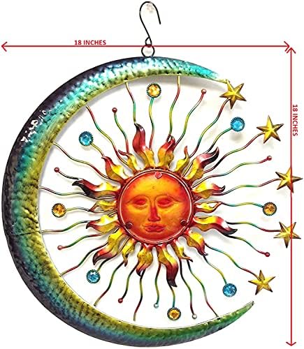 Bejeweled Display Large Sun Face, Star & Moon w/Glass Wall Art Плака & Home Decor
