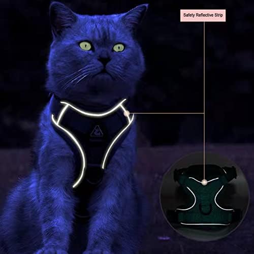Amogato Cat Harness and Leash Set-Outdoor Walking Escape Safety Cat Vest, Kitten Leash Harness and Set-Adjustable Soft