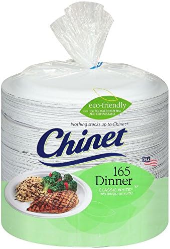Chinet Classic White Paper Dinner Plates, 10 3/8 инча, 165 грама (опаковка от 2 броя)