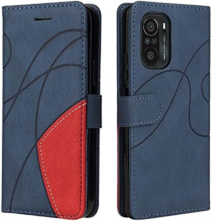 SHUNDA Case for Xiaomi Redmi K40, ПУ Wallet Leather Case Cover [Stand Feature] with 3-Slots - Син