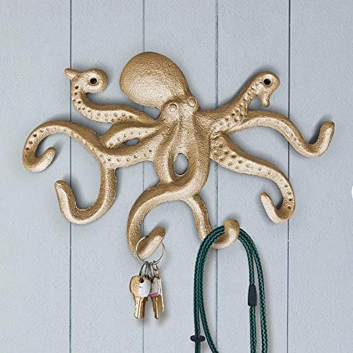 Златният Октопод Ключ, Каишка и Държач за Хавлии | Морски Home & Wall Decor by Wallcharm