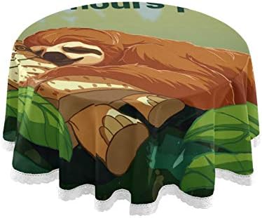 Sleeping Sloth Кръгла Бельо Покривка Overlay Дантела Edge Table Cover for Кухня Трапезария Decoration 60 Inch