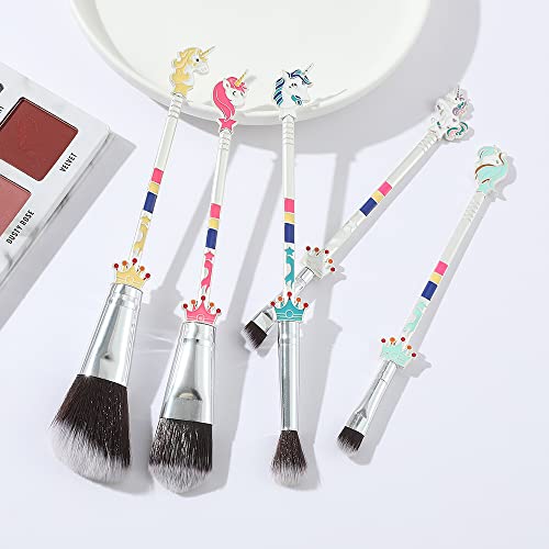 Fantasy Unicorn Makeup Brush Set - Професионални Четки За Грим С Метална Дръжка Във Формата на Рог на Еднорога, Безмилостно