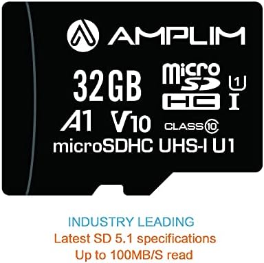 Amplim 32GB Micro SD Карта, 4 Pack microSD Memory Plus Adapter, Extreme High Speed microSDHC Class 10 UHS-I U1 V10 TF