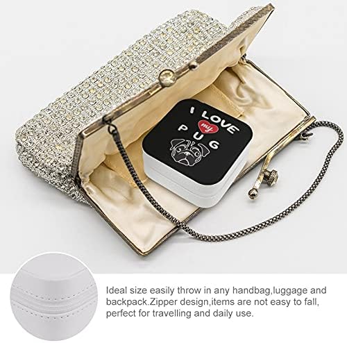 I Love My Pug Small Travel Jewelry Organizer Jewelry Box Holder Display Case For Ladies Girls
