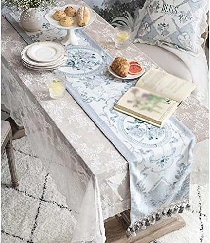 GANFANREN French Blue на Fresh Country Table Runner Bed Flag TV Cabinet Coffee Table Table Cloth Bed Tail Flag Strip (Цвят : A, размер : 30x220cm)