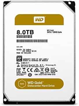 WD Gold 8TB Datacenter Твърд Диск - 7200 Об./мин Клас на SATA 6 Gb / сек, 128 MB Кеш 3.5 инча - WD8002FRYZ