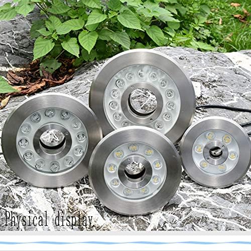 BDSHL LED Fountain Light Low Voltage 24V Round IP68 Waterproof Safety Fountain Pool Lighting Project Underwater Light, 7 цвята, 4 Оборудвани с мощност 4 (цвят : 1-топло бяла светлина, размер : 12 W)