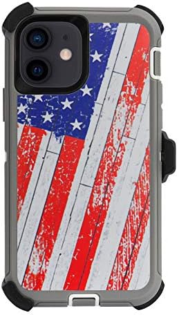 Inficase Защитен Калъф-Кобур за iPhone 12 Mini (5.4 инча), Сверхпрочный Хибриден Калъф с Притежателя на Клип за Колан/Kickstand, Военна Ударопрочная Броня Drop-Proof Rugged Protection | American Flag