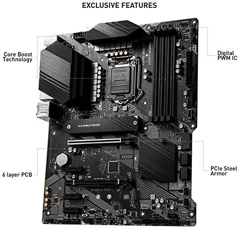 Дънна платка MSI Intel Pro Z490 LGA 1200 ATX и DDR4-SDRAM