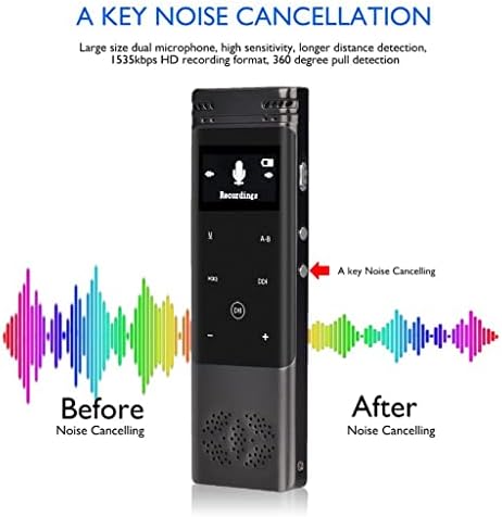 CUJUX Professional Voice Activated Digital Audio Voice Recorder 8GB 16GB USB Pen Mp3 Recording with Micro SD Card Noise Cancelling (Цвят : черен размер : 8GB)