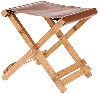 Походный стол ,Дървен и кожен Сгъваем стол,Кафяв,Оттоманка, Бамбуковое дърво, побира до 154 килограма, Лесен за носене