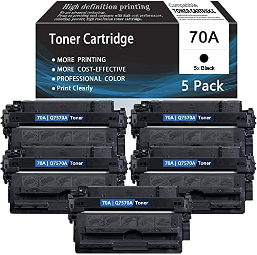 Черно 70A | Q7570A 5-Pack Тонер касета е Съвместима за Принтер HP Laserjet M5025 MFP Laserjet M5035 MFP Laserjet M5035X