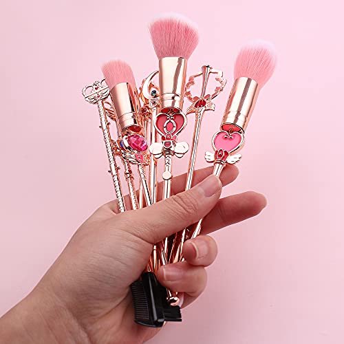 комплект четки за грим 8 бр с чанта Sailor Moon Cosmetics Makeup Tool Set (Розово злато)