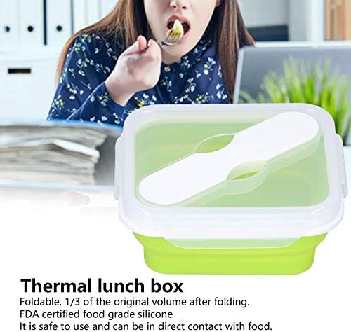 Скоростна изолация силикон, Кутия за обяд силикон, Сгъваема Запечатани за училище, за офис(зелен цвят)