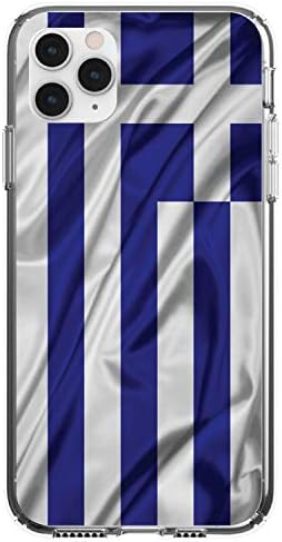 DistinctInk Clear устойчив на удари Хибриден калъф за iPhone 13 Mini (5.4 Екран) - TPU Броня, Акрилна делото, Закалено стъкло Протектор на екрана - Гърция който да се вее флаг