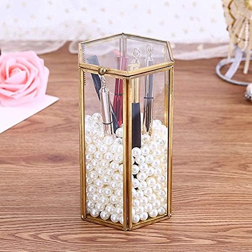 erddcbb Jewelry Box Organizer Metal Edge Vintage Jewellery Chest Simple with Cover Прах-Proof Transparent Glass Jewelry