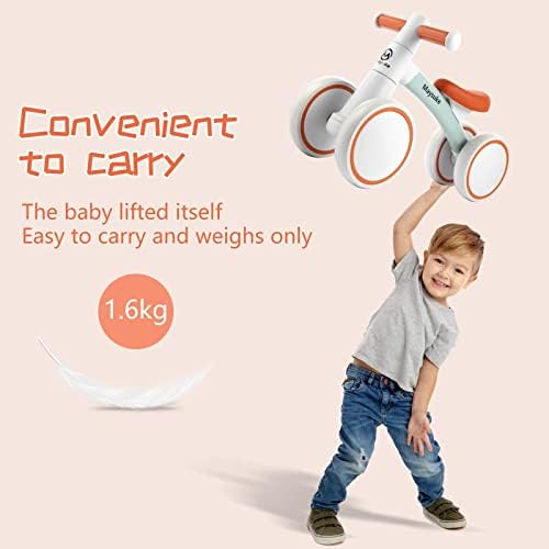Maysuke Baby Balance Bike for 1 2 Year Old Boy and Girl, Toddler Bike 10-24 Month Baby Riding with Toys 4 Колела, No Pedal First Birthday Gift Christmas for Boys and Girls