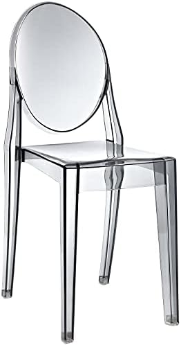 Modway Casper Modern Acrylic Stacking Kitchen and Dining Room Chair in Smoke - Напълно Сглобени