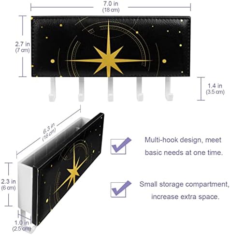 Golden Star Compass Night Sky Key and Mail Holder for Walls - Закачалка за Ключове с Пощенски Организатора и 5 Куки, Залепваща
