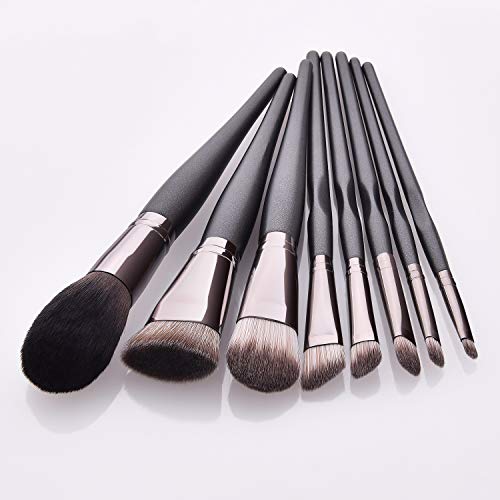 ПРОИЗХОДЪТ на ENVY 8pcs Premium Black Wooden Handle Makeup Brush Loose Powder Eye Shadow Eyebrow Makeup Brush Kit High-end
