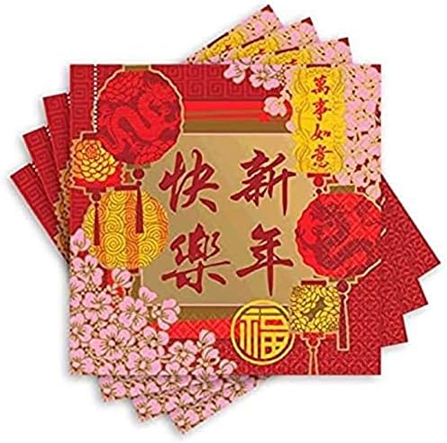 Кърпички за напитки amscan Chinese New Year Red, 16 Ct. | Party Tableware, 5 x 5 x 0,6 инча