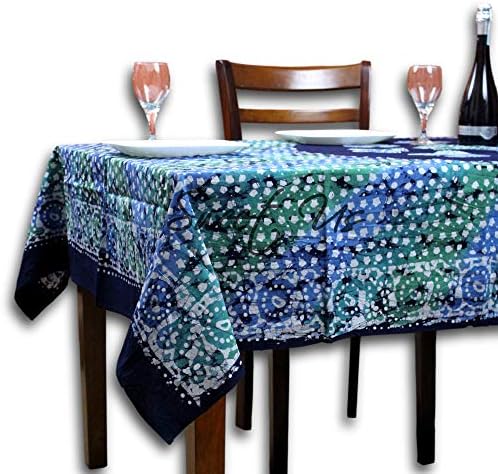 Sweet Us Batik Print покривки за маси, Правоъгълни Маси 58x90 Синьо-Зелено, Лилаво Памук Цвете Кухня, Трапезария Бельо