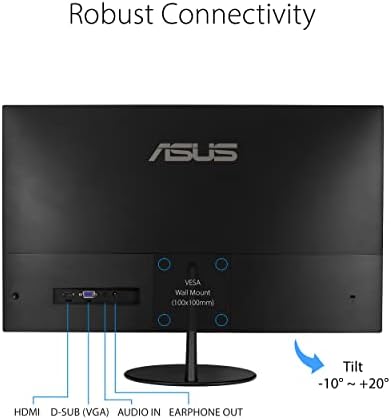 ASUS VL249HE 23.8 Монитор за грижа за очите, 1080P Full HD, 75 Hz, IPS, Адаптивни синхронизация/FreeSync, Грижа за очите,