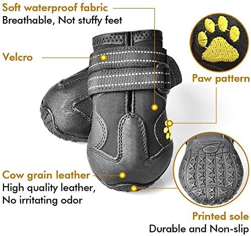 XSY&G Dog Boots,Водоустойчив Куче Обувки,Обувки за Кучета с Светоотражающей Здрава Плъзгане Подметка и Защита От Подхлъзване,Градинска