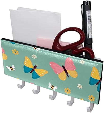 Butterfly Pattern Key and Mail Holder for Walls - Закачалка за ключове с Пощенски Организатора и 5 Куки, Залепваща Стойка