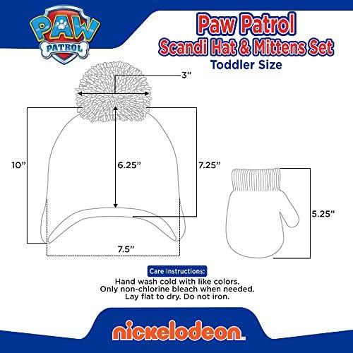 Nickelodeon Boys Зимна Шапка Set, Paw Patrol's Marshall, Chase and Ръбъл Toddler Beanie and Mittens for Kids Age 2-4
