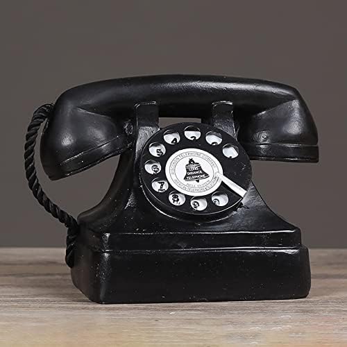 LOUFOU Творчески Ретро Черно Телефон Модел Античен Телефон Отточна тръба на шарнирна връзка Циферблат Стационарен Телефон