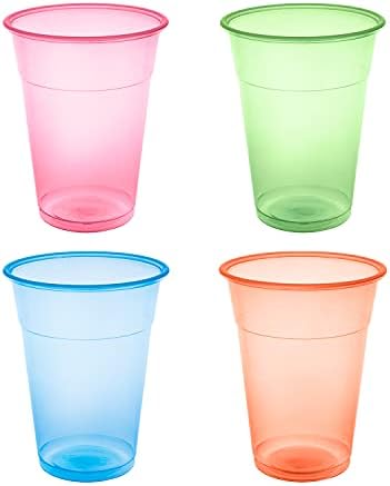 Party Essentials Soft Plastic 12-Ounce Party Cups/ Tumblers, Разнообразни Neon, 80-Count