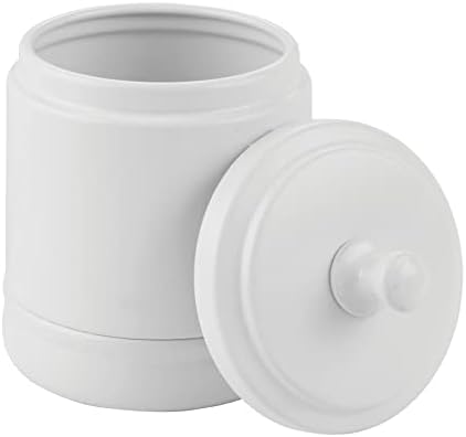 Metal mDesign Bathroom Vanity Storage Organizer Canister Jar for Cotton Топки, Swabs, Грим Sponches, Bath Salts, Hair