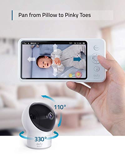 Видео на бебето следи, eufy Security Видео Бебе Монитор с камера и аудио, разделителна способност 720p HD, идеална за
