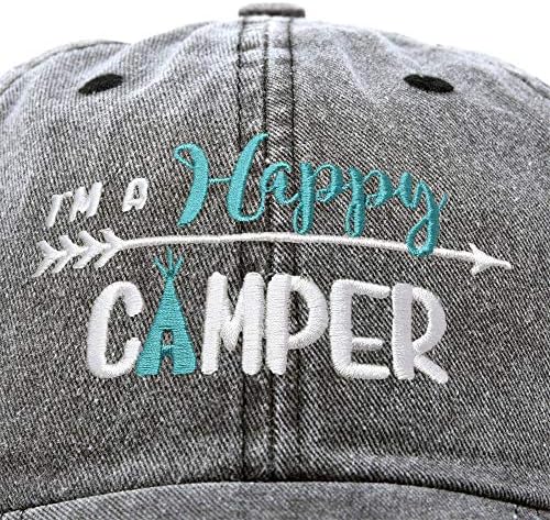 DALIX Womens Happy Camper Hat Soft Cotton Camping Caps