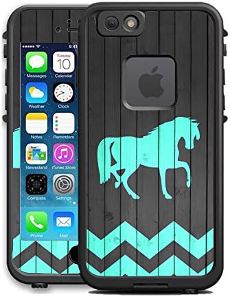 Teleskins Защитни Дизайнерски Винил за кожата/Етикети, съвместими с Lifeproof Fre iPhone 6 / 6S Case - Horse On Wood Синьо-Зиг