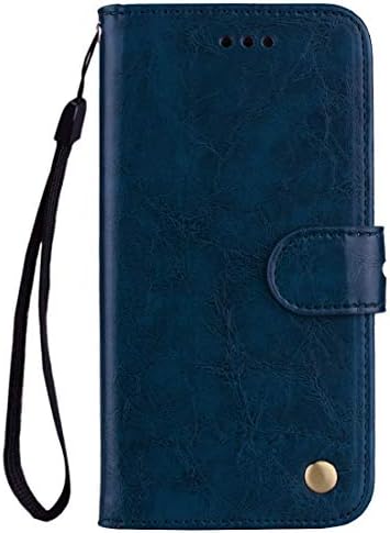 Калъф за мобилен телефон на Бизнес стил Масло, Восък Текстура Хоризонтален Флип Кожен Калъф за Galaxy M20, с държач и слотове за карти и чантата (черен) (Цвят : синьо)