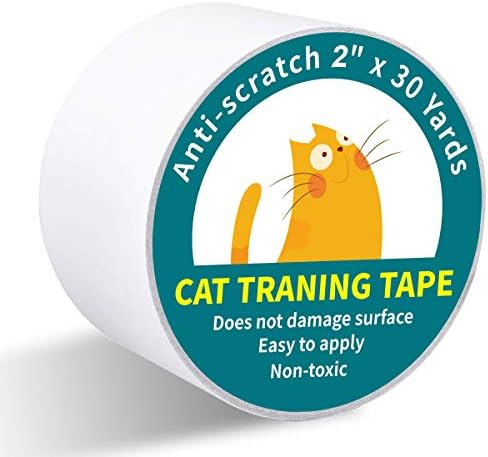 Karaseno Против Cat Scratch Лента: 2 инча x 30 Ярда Тренировочная Лента За Котки, Прозрачен Прозрачен Двустранен