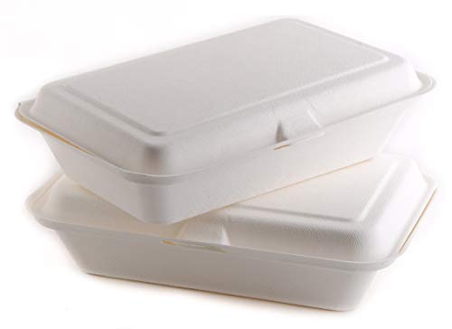 400 Броя - Biodegradable 9x9 Take Out Food Containers with Мида Pided Капак - Eco Friendly Sugarcane Bagasse Compostable,