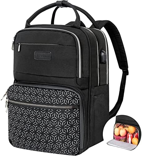 Чанта-хладилник VANKEAN Lunch Backpack с Обяд-бокс, Голяма Раница За Лаптоп с USB Порт за 15,6-Инчов Лаптоп, Водоустойчива
