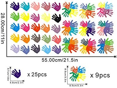 BUCKOO Colorful Hand Prints Wall Decal Sticker - Peel and Stick САМ Easy to Install | Детска стая Клас или Детска градина