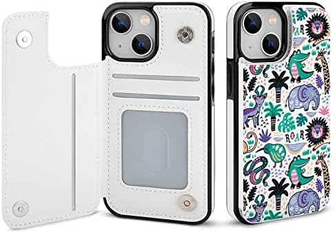 Тропически Животни Модел Портфейл Калъф е Съвместим с iPhone 13 /13Pro/13 Mini/13Pro Max с 3 Слота За карти Задната част