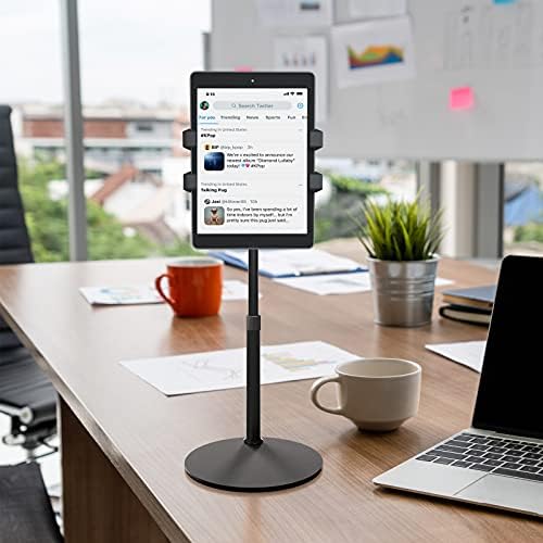 T-SIGN Tablet Ipad Stand Holder Adjustable - Desk Gooseneck Mount Retractable Stand - 360 Degree Rotating for Ipad Pro, Cell Phone, Samsung, Switch, Kindle, Galaxy Tab, Video Recording, Black