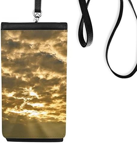 Тъмното Небе Слънцето Жълти Облаци Телефон В Чантата Си Чантата Виси Мобилен Чанта Черен Джоба