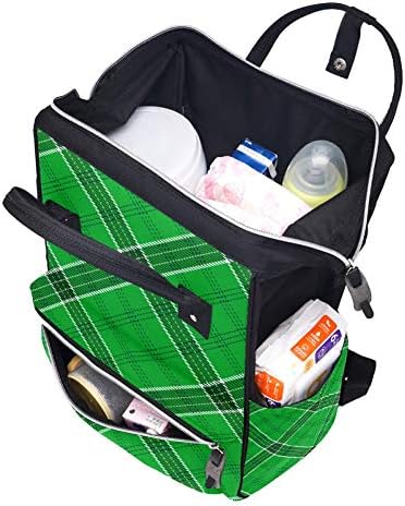 Check Plaid Art Patterns Green Diaper Bag Laptop Backpacks Notebook Rucksack Travel Hiking Daypack for Men Women