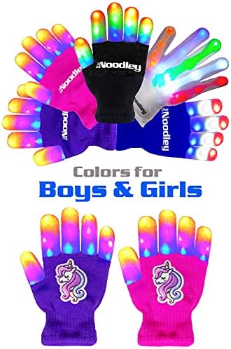 Noodley Мигащи LED Light Gloves Kids and Teen Sized with Extra Batteries Finger Toy Cosplay Halloween Costume Аксесоар